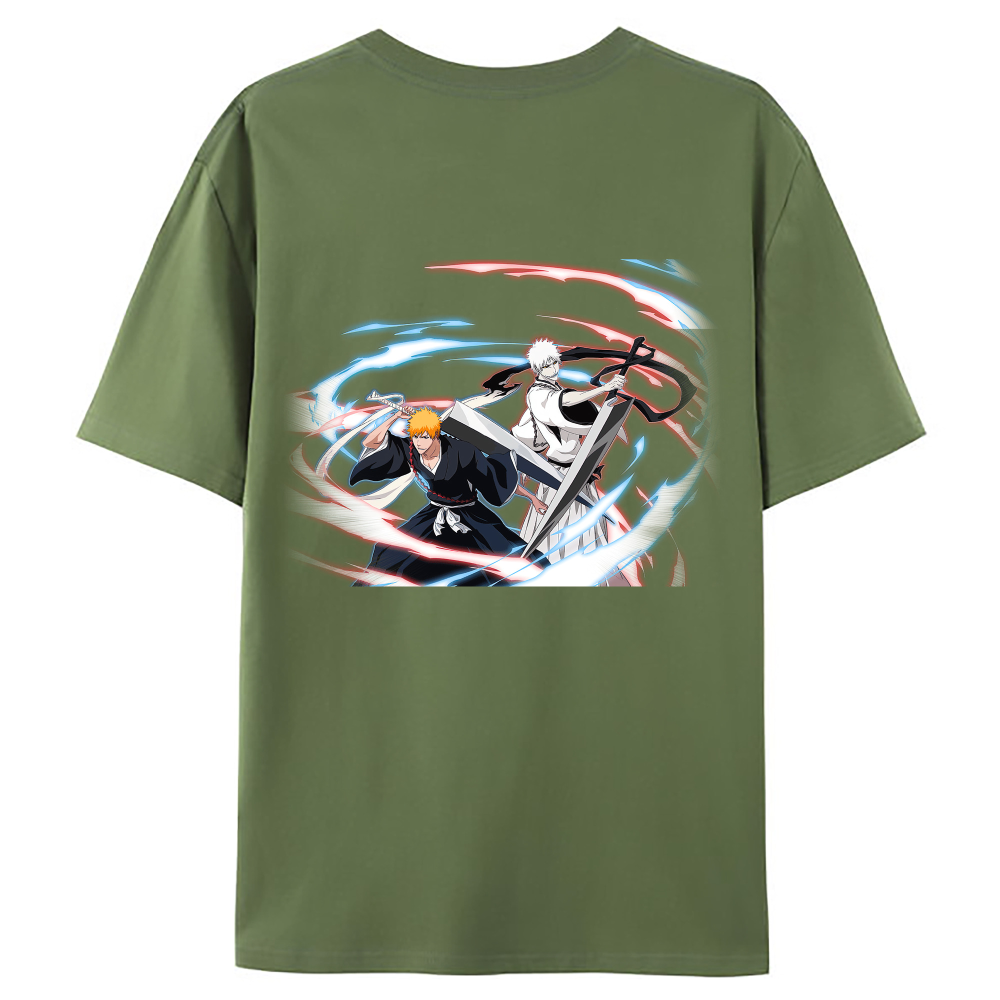 （画像用） ブリーチ 黒崎一護（くろさき いちご）BLEACH Kurosaki Ichigo 綿100％ メンズ半袖Tシャツ（バックプリント） 通気性